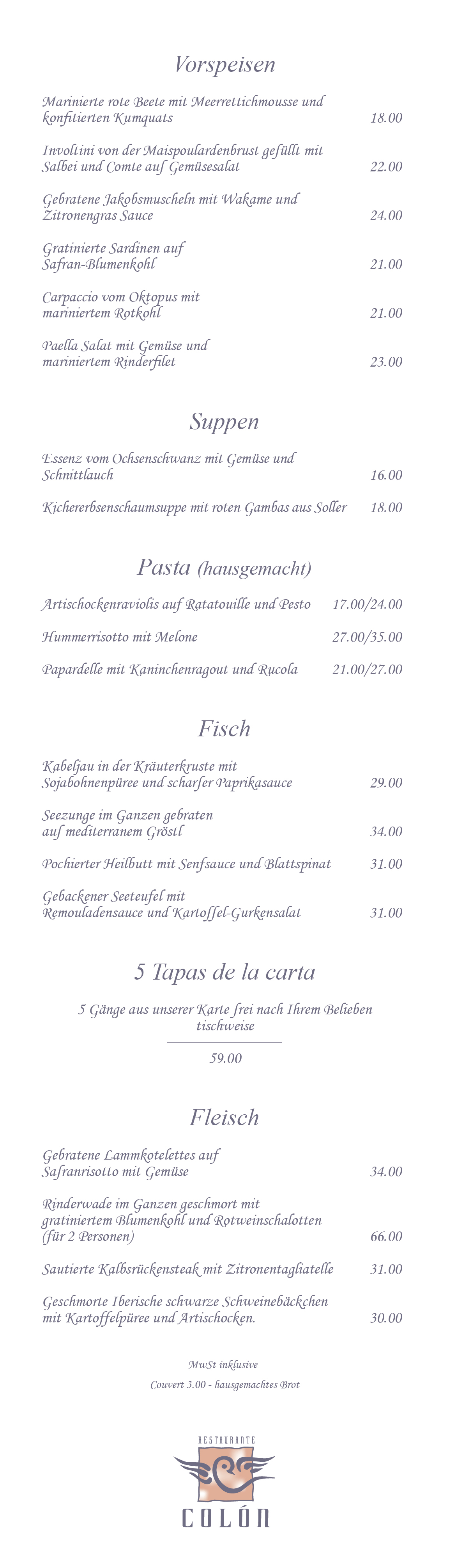Speisekarte